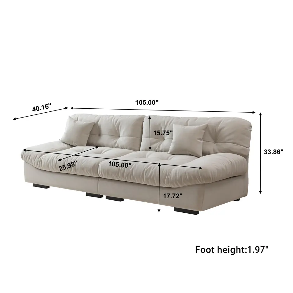 Modern Couch Velvet Designer Look 3 Seater