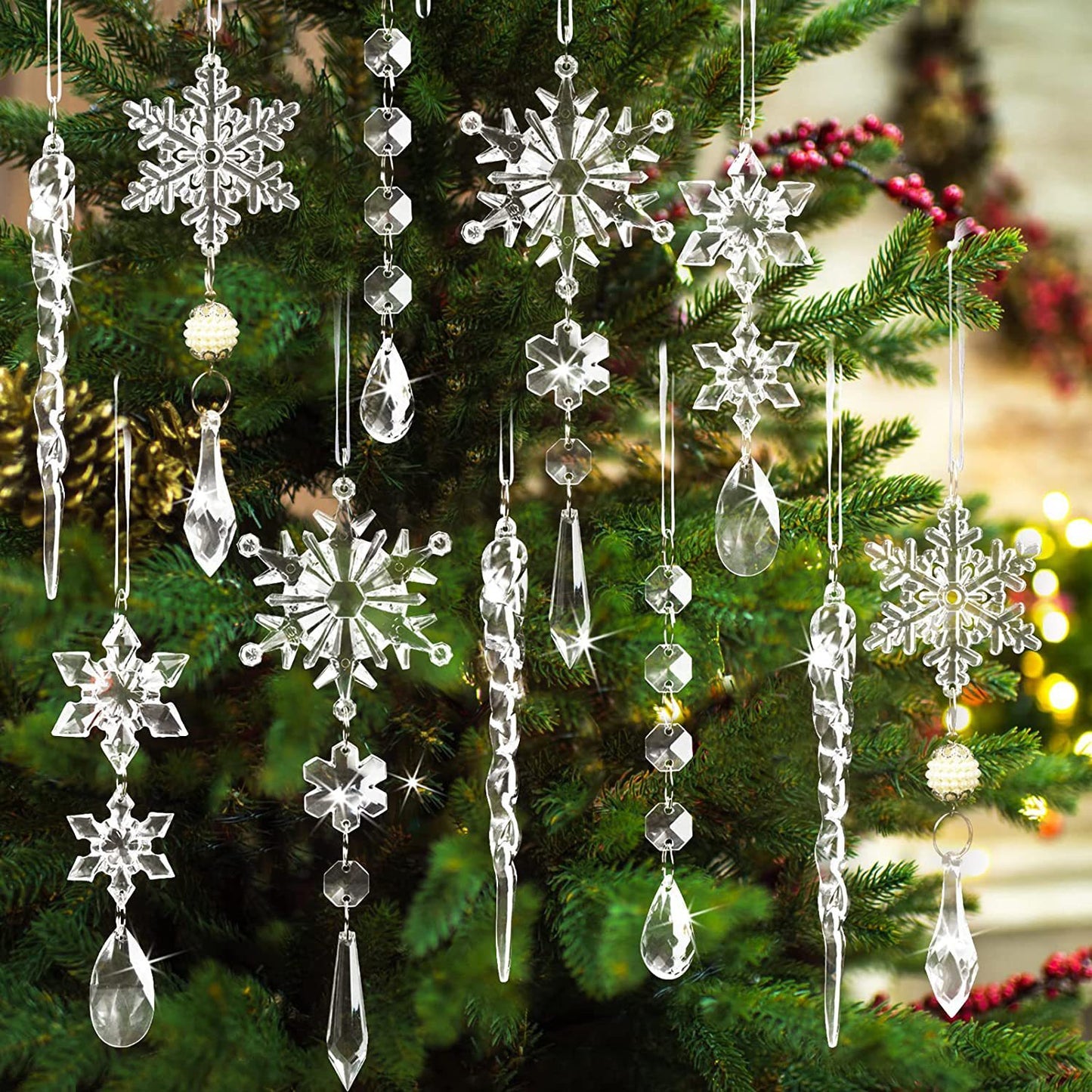 Acrylic Ice Strip Snow Ceiling Xmas Ornaments New Year Christmas Decoration Home Decor