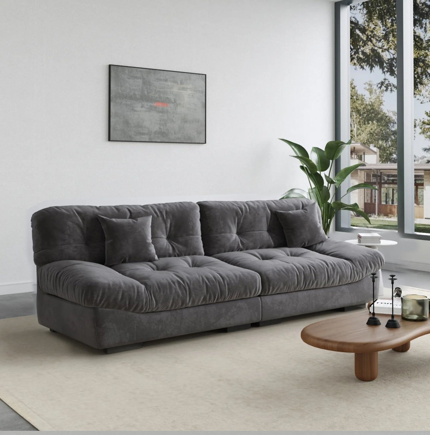 Modern Couch Velvet Designer Look 3 Seater